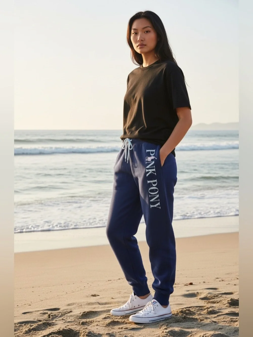 Polo Ralph Lauren Women's Pink Pony Fleece Sweatpants Navy Size Medium - Picture 2 of 11